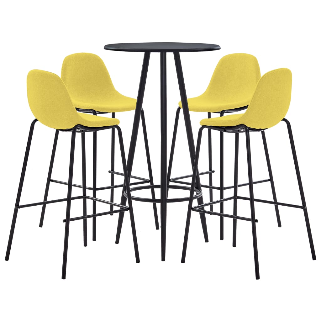 Set mobilier de bar masa cu 4 scaune, vidaXL, Textil/Otel, 60 x 107.5 cm, Galben