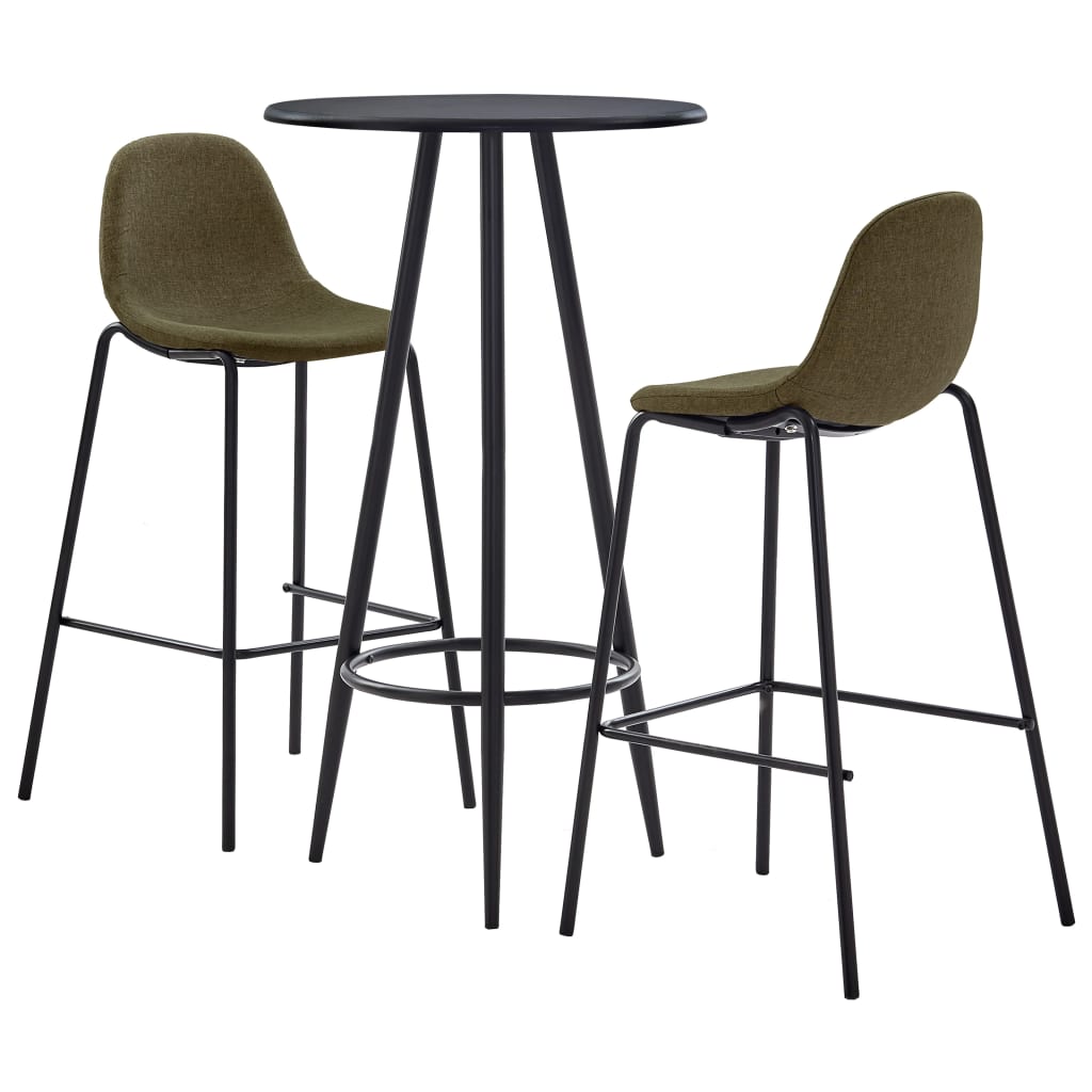 Set mobilier de bar masa cu 2 scaune, vidaXL, Textil/Otel, 60 x 107.5 cm, Maro