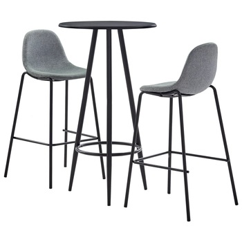 Set mobilier de bar masa cu 2 scaune, vidaXL, Textil/Otel, 60 x 107.5 cm, Gri deschis Set mobilier de bar masa cu 2 scaune, vidaXL, Textil/Otel, 60 x 107.5 cm, Gri deschis