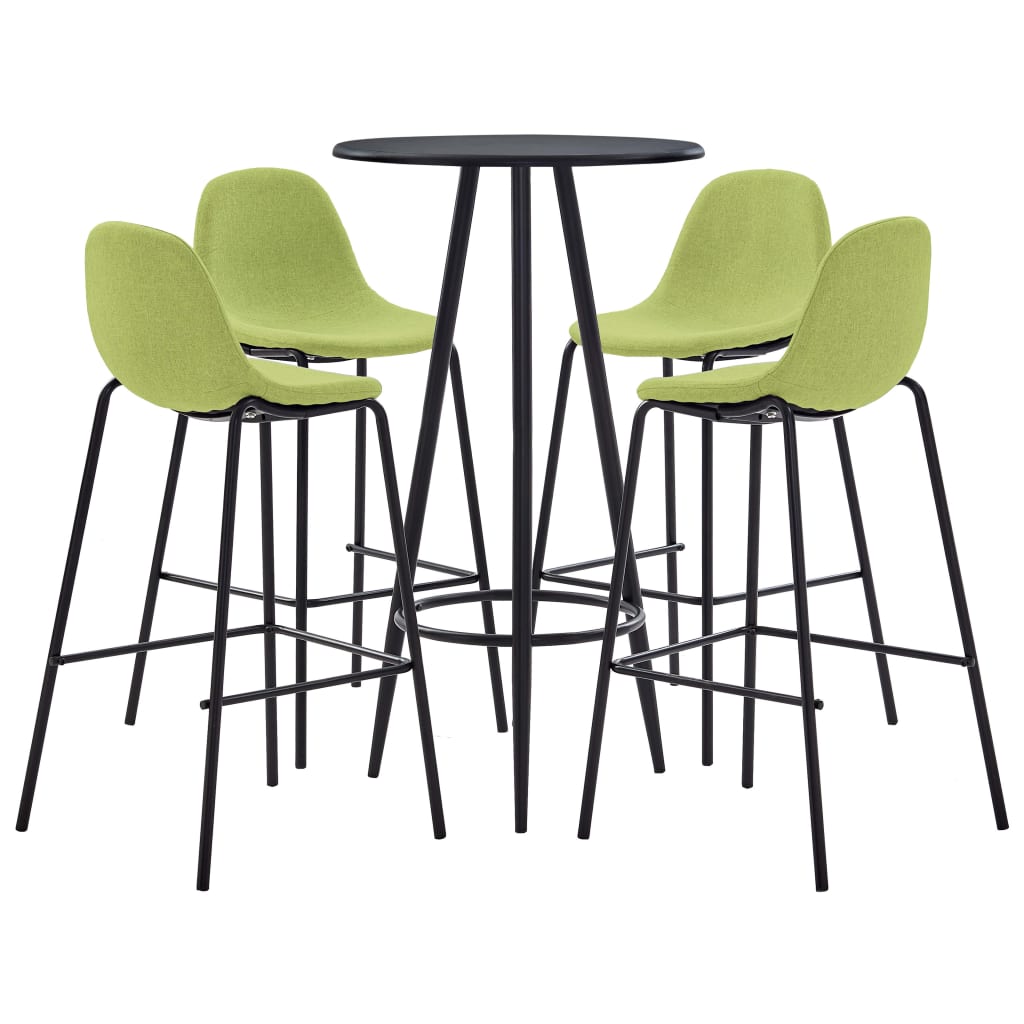 Set mobilier de bar masa cu 4 scaune, vidaXL, Textil/Otel, 60 x 107.5 cm, Verde