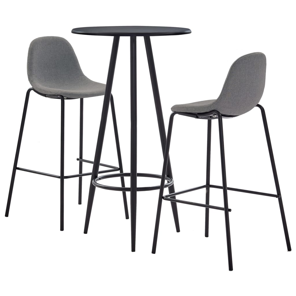Set mobilier de bar masa cu 2 scaune, vidaXL, Textil/Otel, 60 x 107.5 cm, Gri taupe
