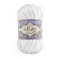 Fir Textil Alize Velluto 55, pentru crosetat si tricotat, acril, alb, 68 m