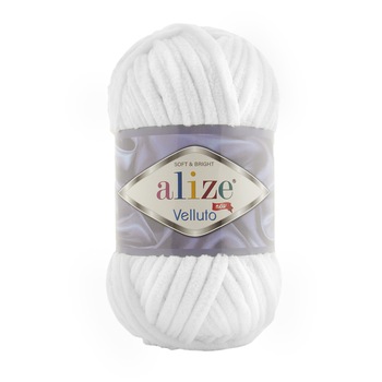 Fir Textil Alize Velluto 55, pentru crosetat si tricotat, acril, alb, 68 m Fir Textil Alize Velluto 55, pentru crosetat si tricotat, acril, alb, 68 m