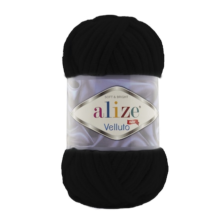 Fir Textil Alize Velluto 60, pentru crosetat si tricotat, acril, negru, 68 m
