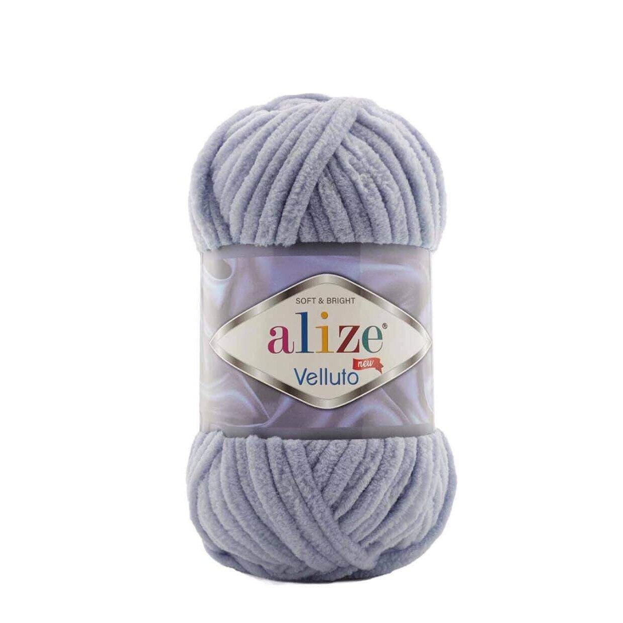 Fir Textil Alize Velluto 87, pentru crosetat si tricotat, acril, gri-albastru, 68 m