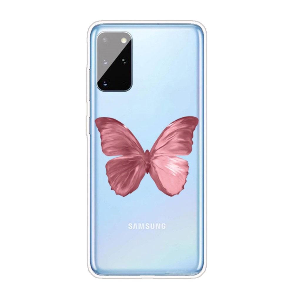 Husa Samsung Galaxy A31 model Pink Butterfly, Silicon, Antisoc, Viceversa Transparent/Roz