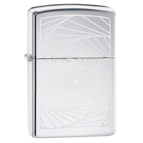 Bricheta Zippo Geometric Flame Design High Polish Chrome
