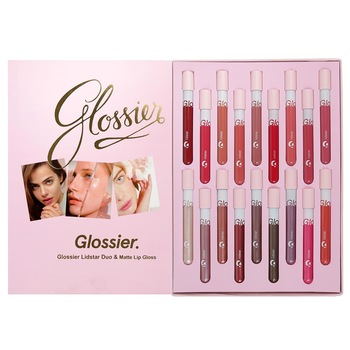 Set Cadou Multifunctional Glossier Lidstar Duo & Matte Lip Gloss, 18 Culori Mate si Metalice, 18 x 5 ml Set Cadou Multifunctional Glossier Lidstar Duo & Matte Lip Gloss, 18 Culori Mate si Metalice, 18 x 5 ml