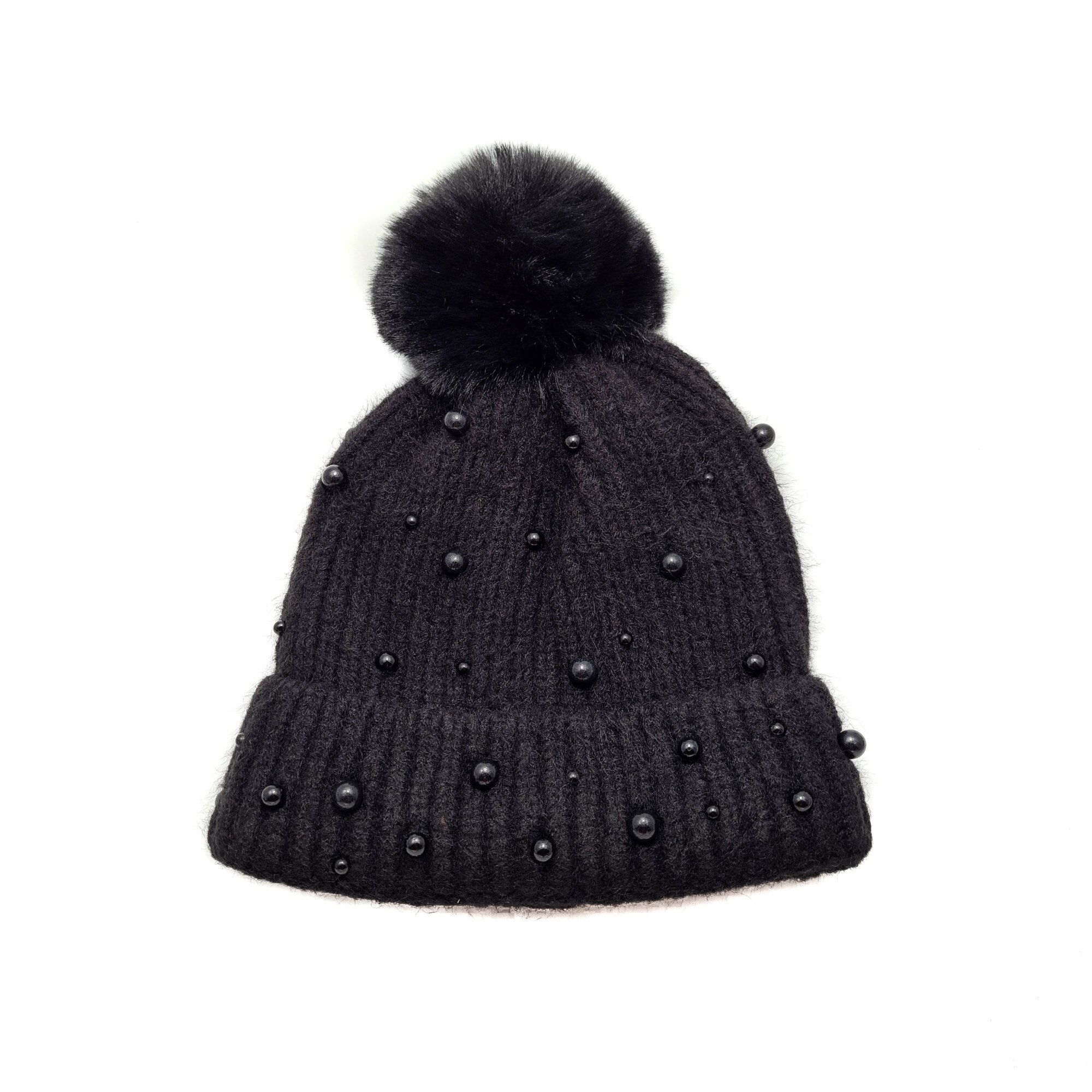 Caciula cu aplicatii perle, Tia Accesorii, neagra