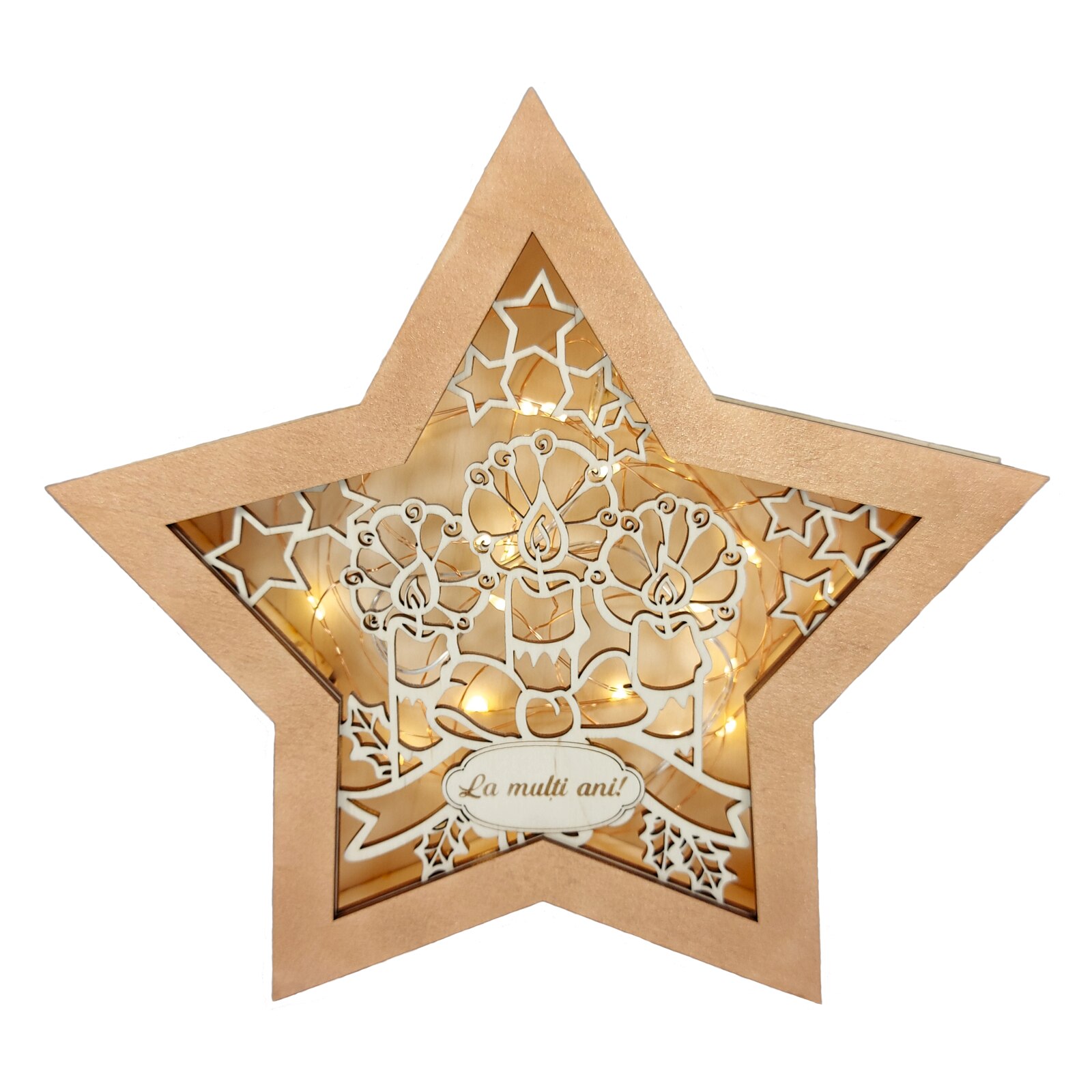Steluta La Multi Ani, LaserCreativeArt, 26x26x5 cm