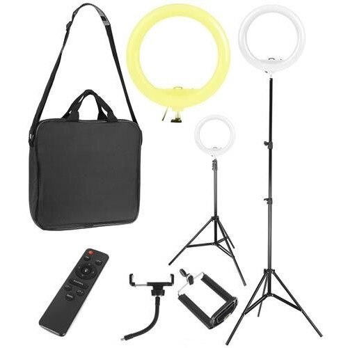 Lampa foto circulara LED cu telecomanda, lumina calda/rece