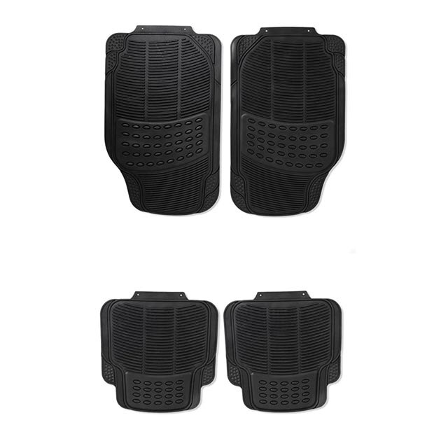 Set 4 covorase auto, Felis, Cauciuc, Antiderapante, 68.5 x 44 cm/41 x 43 cm, Negru