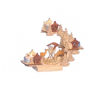 Decoratiune Craciun suport din lemn pentru 3 lumanari Decoratiune Craciun suport din lemn pentru 3 lumanari