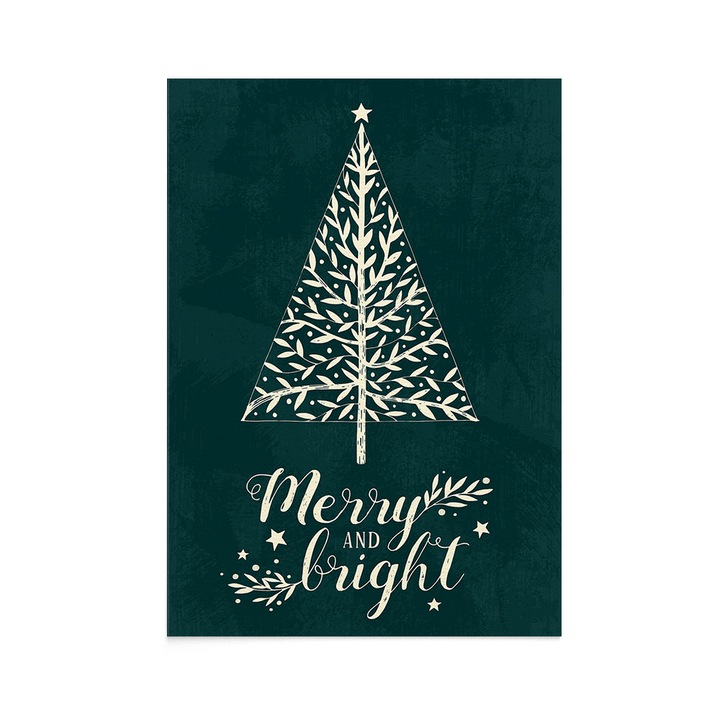 Felicitare Craciun Merry and Bright, Zizula Cards, 105 x 150 mm