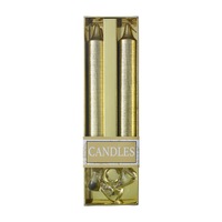 Set 2 lumanari decorative, cilindrice, cu suport din sticla, aurii