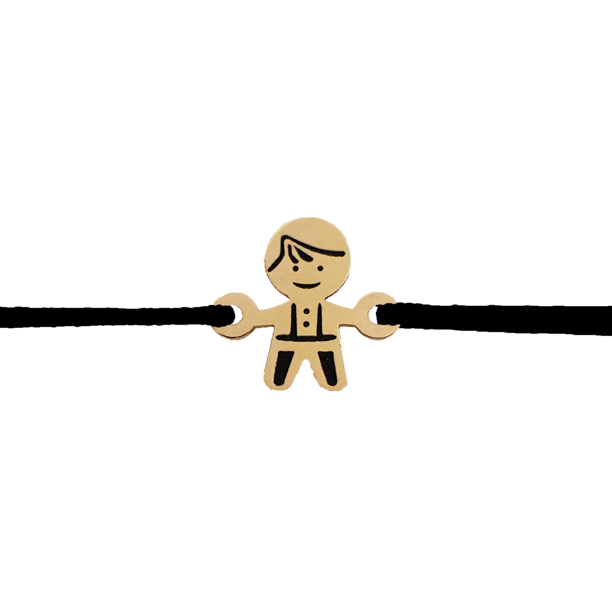 Bratara snur reglabil,Grata, baietel, Aur 14k,negru