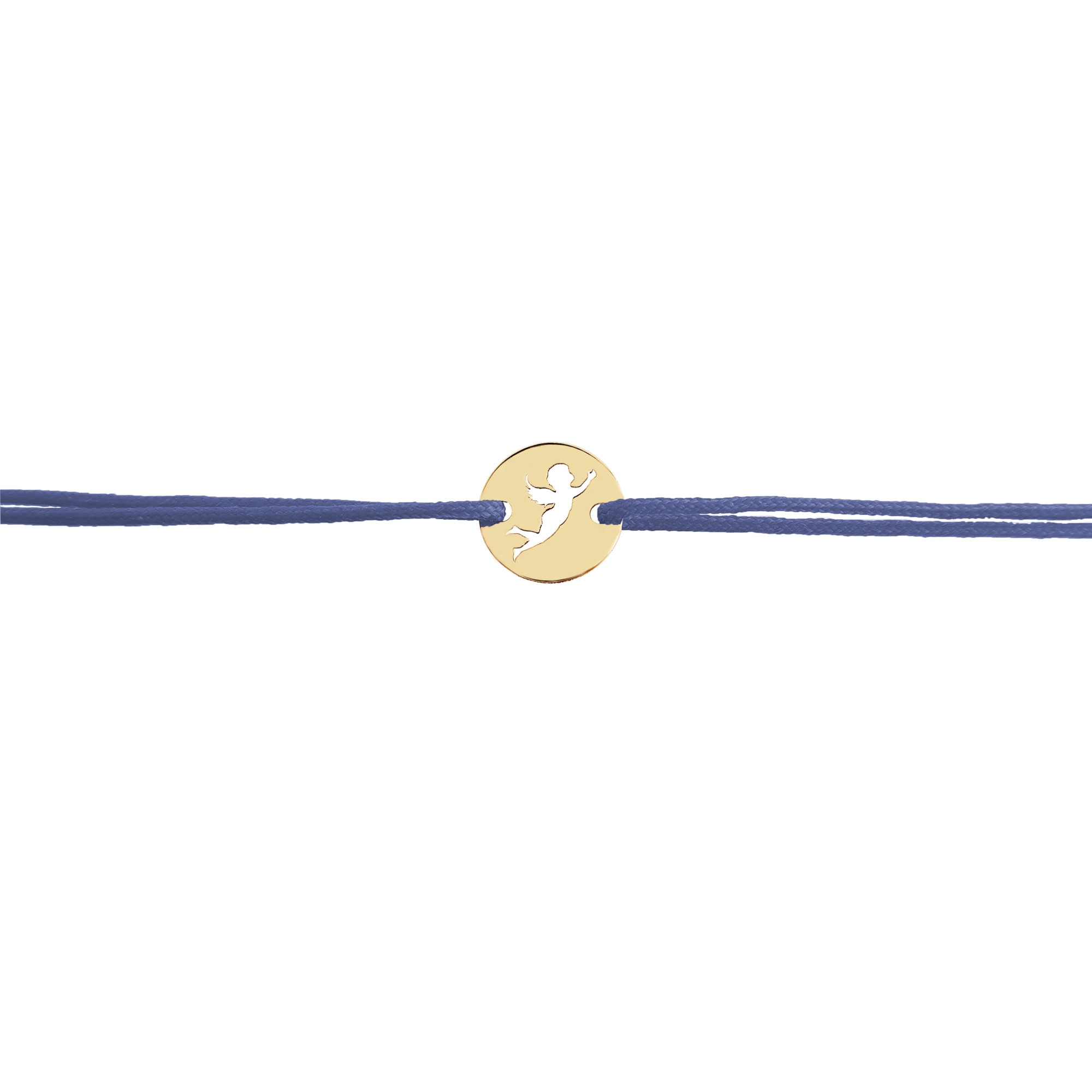 Bratara snur reglabil, Grata, banut ingeras baietel perforat, Aur 14 k,Albastru