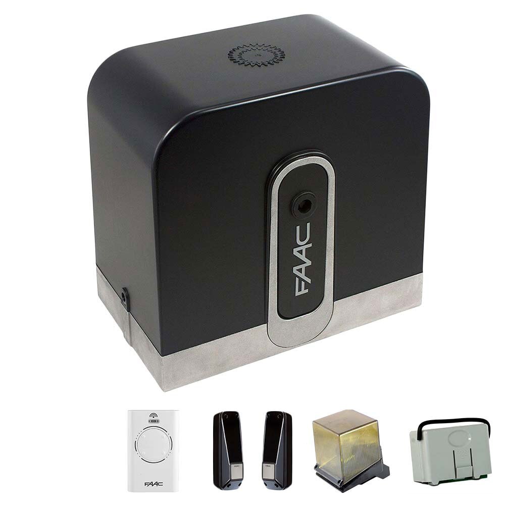 Kit automatizare 24V C721 109321 echipat cu encoder telecomanda lampa fotocelule pentru porti culisante de maxim 800 kg Faac