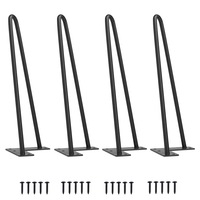 Set (4 bucati) picioare metalice Hairpin , 30 cm, cu 2 brate, diametru 10mm Negre