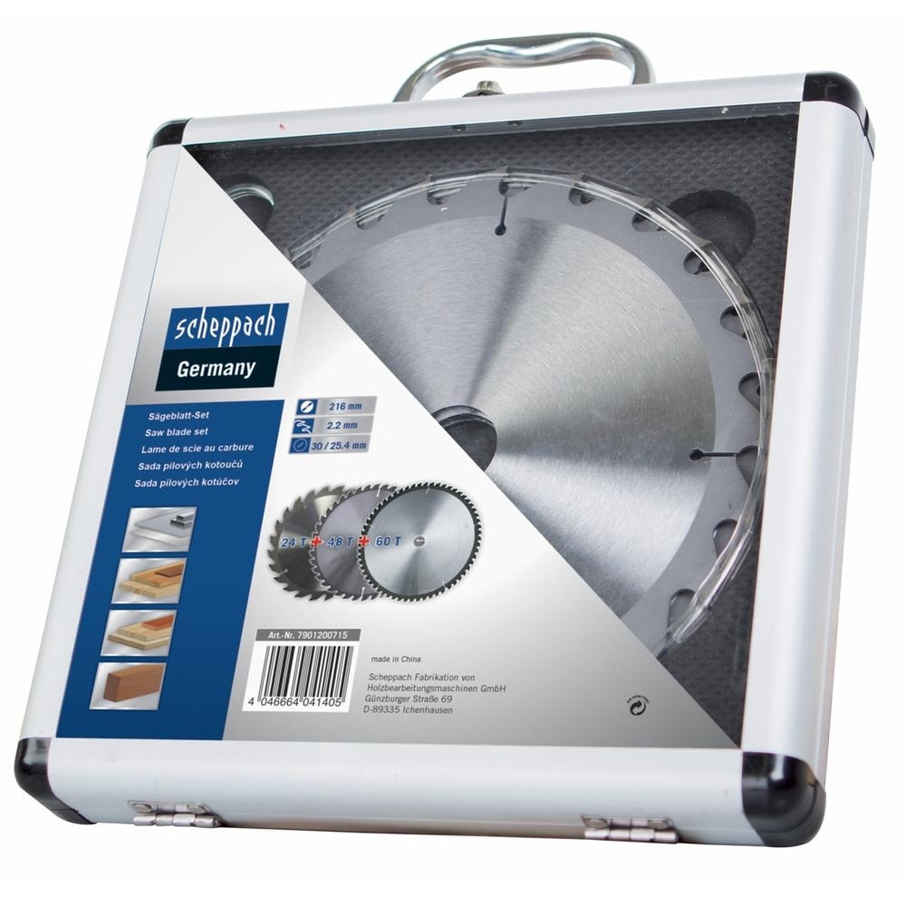 Set discuri pentru fierastrau circular, taiere tip TCT Scheppach SCH7901200715, Ø210x30 mm, 3 piese