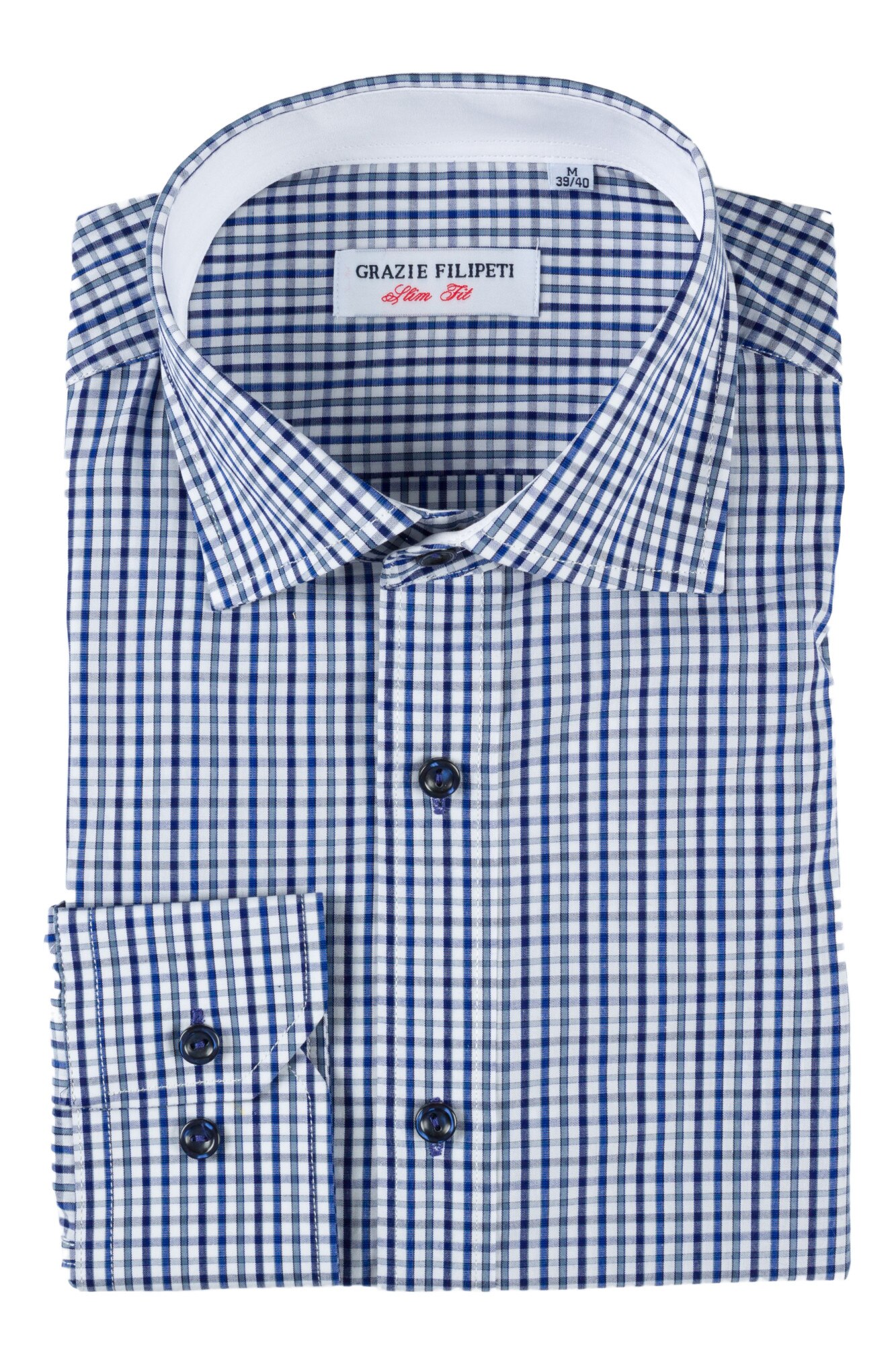 Camasi Grazie Filipeti Slim Fit, Alb/Bleumarin