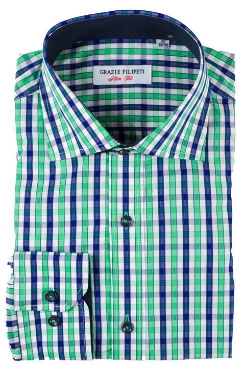 Camasa Grazie Filipeti, Albastru inchis/Verde deschis