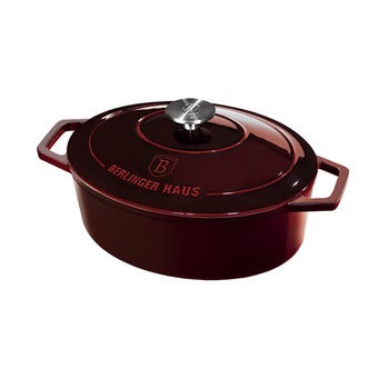 Cratita cu capac 30 cm din fonta emailata Burgundy Metallic Line Berlinger Haus BH 6499 Cratita cu capac 30 cm din fonta emailata Burgundy Metallic Line Berlinger Haus BH 6499