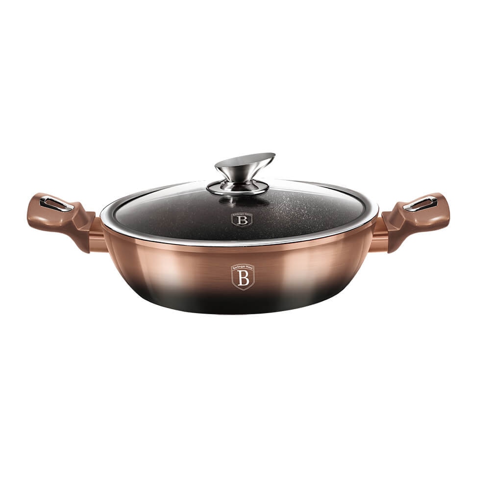 Cratita cu capac 28 cm Black Rose Gold Metallic Line Berlinger Haus BH 1893