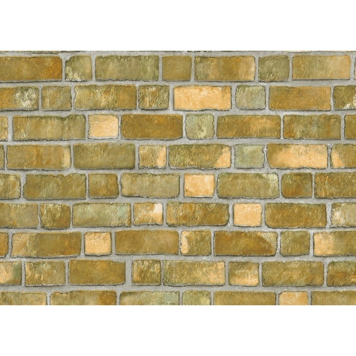 Tapet semilavabil Slavyanski Oboi, Caramida 5224-04, rezistent la umezeala, imitatie piatra, maro-bej, hartie simplex, rola 0.53 m x 10.05 m