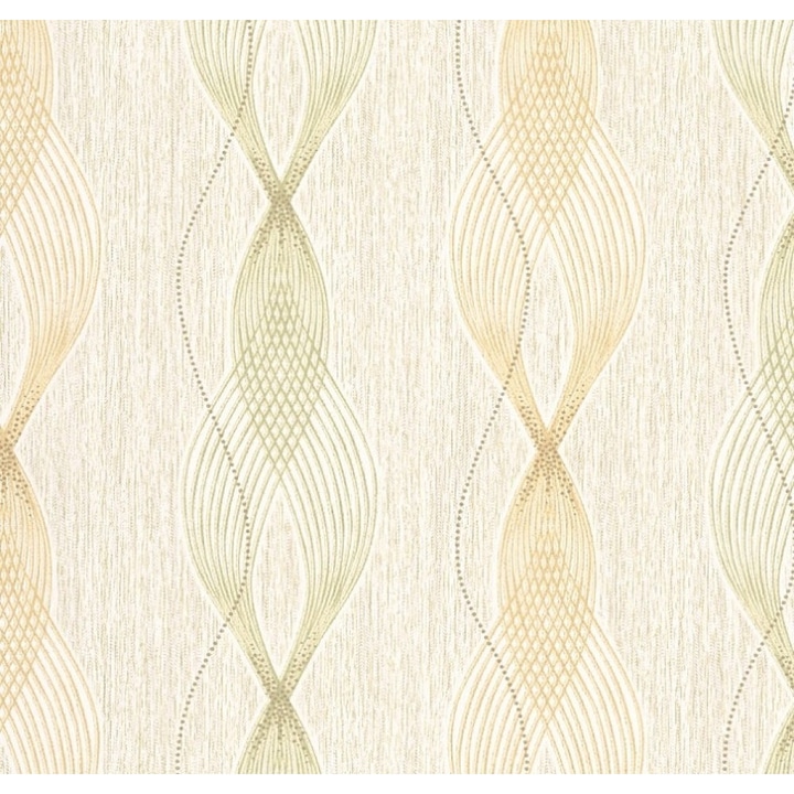 Slavyanski Oboi félig mosható tapéta, Style 6533-08, fantázia minta csíkokkal, bézs-khaki, szimplex papír, tekercs 0,53 mx 10,05 m