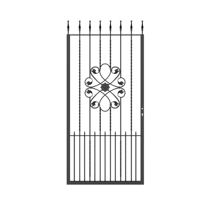 Poarta pietonala, Todome, fier forjat 08, negru, 100 x 180 cm, cu accesorii