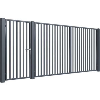 Set poarta auto si pietonala, Todome, modern 48, gri antracit, 450 x 180 cm Set poarta auto si pietonala, Todome, modern 48, gri antracit, 450 x 180 cm