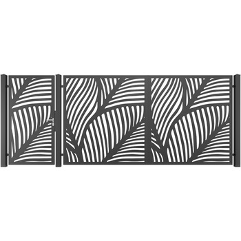 Set poarta auto si pietonala, Todome, tabla decupata 39, negru, 450 x 180 cm Set poarta auto si pietonala, Todome, tabla decupata 39, negru, 450 x 180 cm