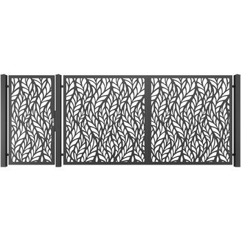Set poarta auto si pietonala, Todome, tabla decupata 37, negru, 450 x 180 cm Set poarta auto si pietonala, Todome, tabla decupata 37, negru, 450 x 180 cm