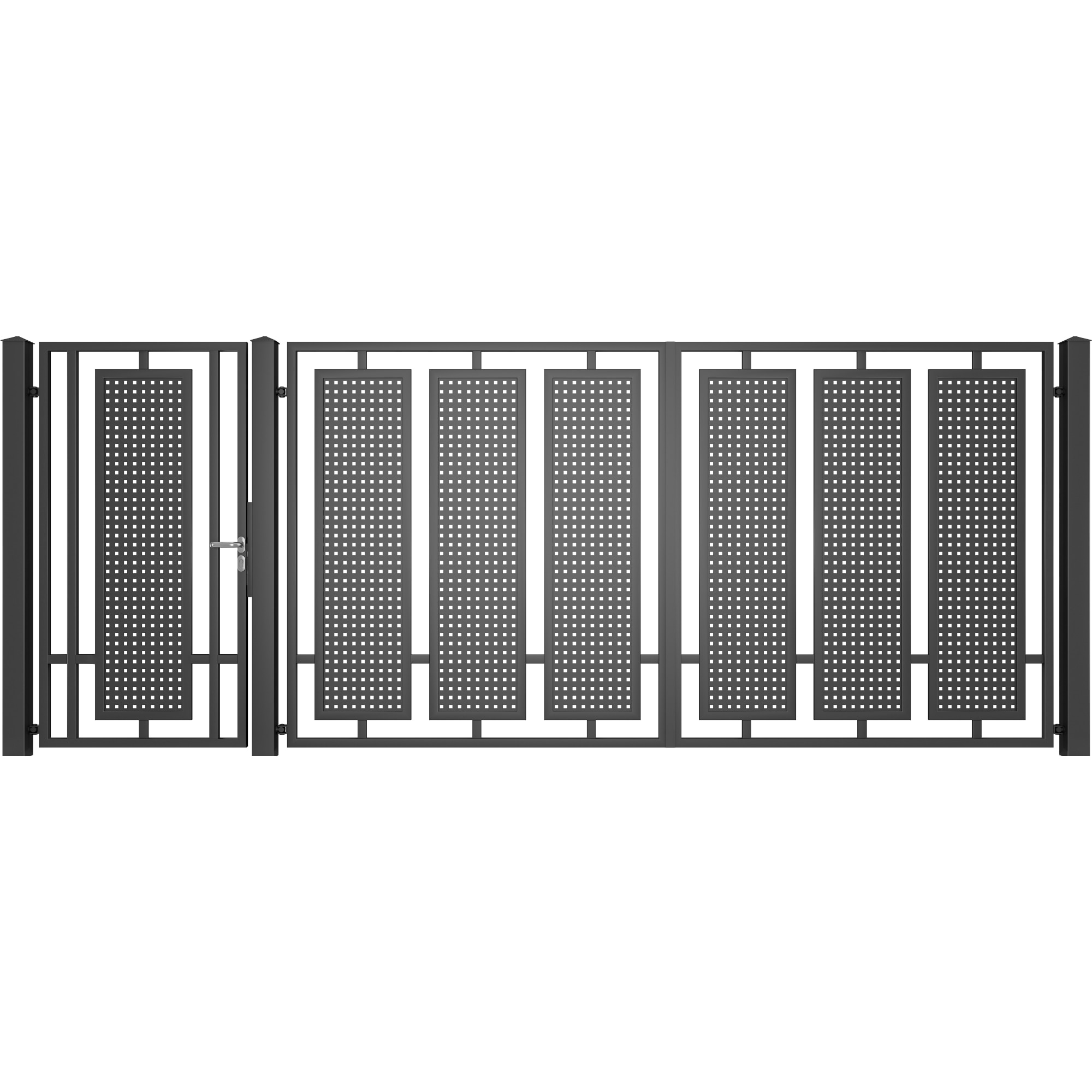 Set poarta auto si pietonala, Todome, modern 22, negru, 450 x 180 cm