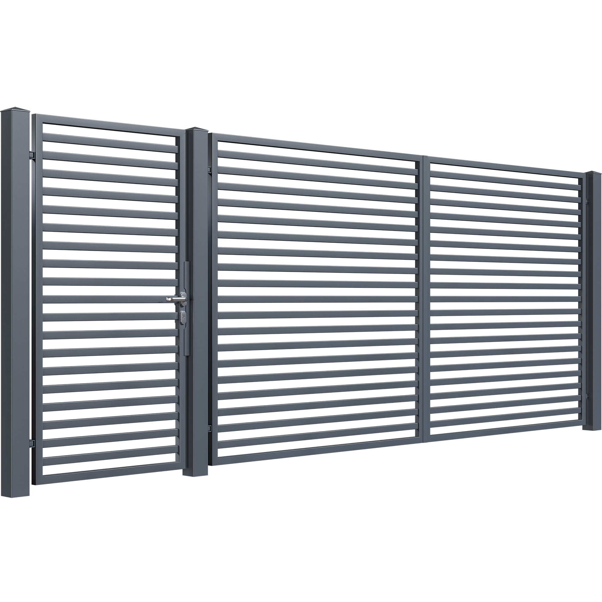 Set poarta auto si pietonala, Todome, modern 53, gri antracit, 450 x 180 cm