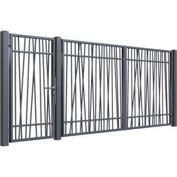 Set poarta auto si pietonala, Todome, modern 55, gri antracit, 450 x 180 cm Set poarta auto si pietonala, Todome, modern 55, gri antracit, 450 x 180 cm