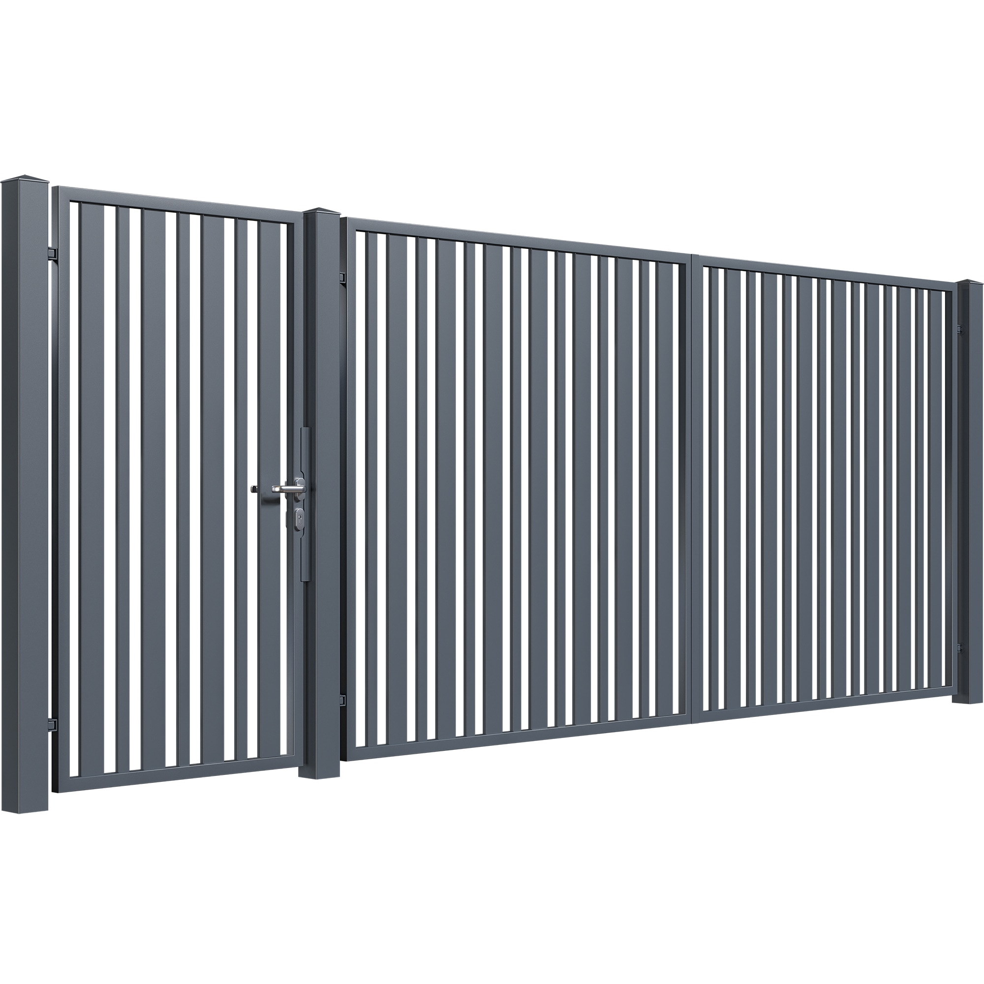 Set poarta auto si pietonala, Todome, modern 51, gri antracit, 450 x 180 cm