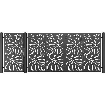 Set poarta auto si pietonala, Todome, tabla decupata 38, negru, 450 x 180 cm Set poarta auto si pietonala, Todome, tabla decupata 38, negru, 450 x 180 cm