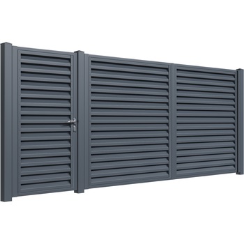 Set poarta auto si pietonala, Todome, modern 44, gri antracit, 450 x 180 cm Set poarta auto si pietonala, Todome, modern 44, gri antracit, 450 x 180 cm