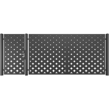 Set poarta auto si pietonala, Todome, tabla decupata 41, negru, 450 x 180 cm Set poarta auto si pietonala, Todome, tabla decupata 41, negru, 450 x 180 cm