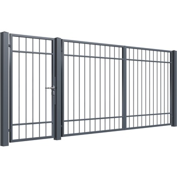 Set poarta auto si pietonala, Todome, modern 45, gri antracit, 450 x 180 cm Set poarta auto si pietonala, Todome, modern 45, gri antracit, 450 x 180 cm