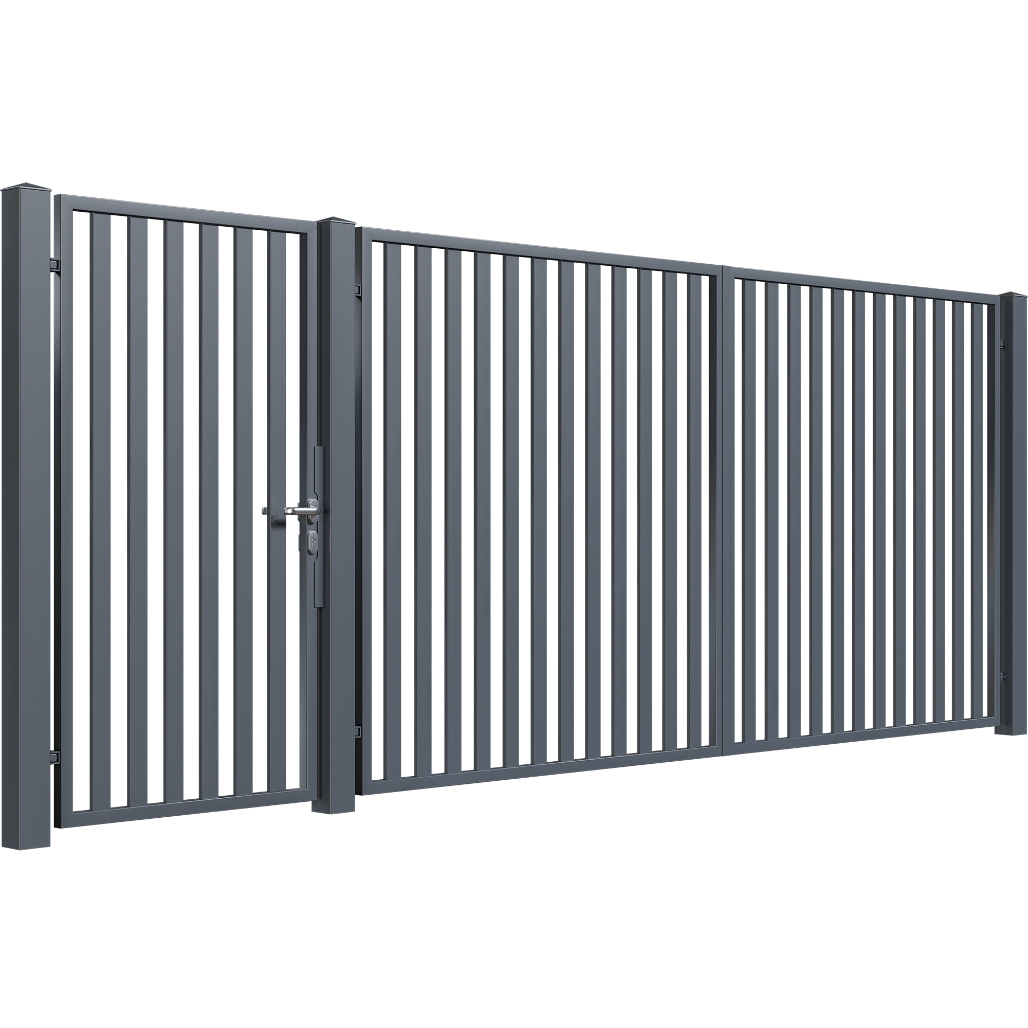 Set poarta auto si pietonala, Todome, modern 49, gri antracit, 450 x 180 cm