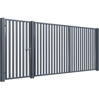 Set poarta auto si pietonala, Todome, modern 49, gri antracit, 450 x 180 cm Set poarta auto si pietonala, Todome, modern 49, gri antracit, 450 x 180 cm