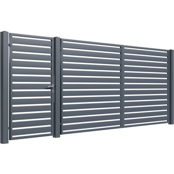 Set poarta auto si pietonala, Todome, modern 54, gri antracit, 450 x 180 cm Set poarta auto si pietonala, Todome, modern 54, gri antracit, 450 x 180 cm