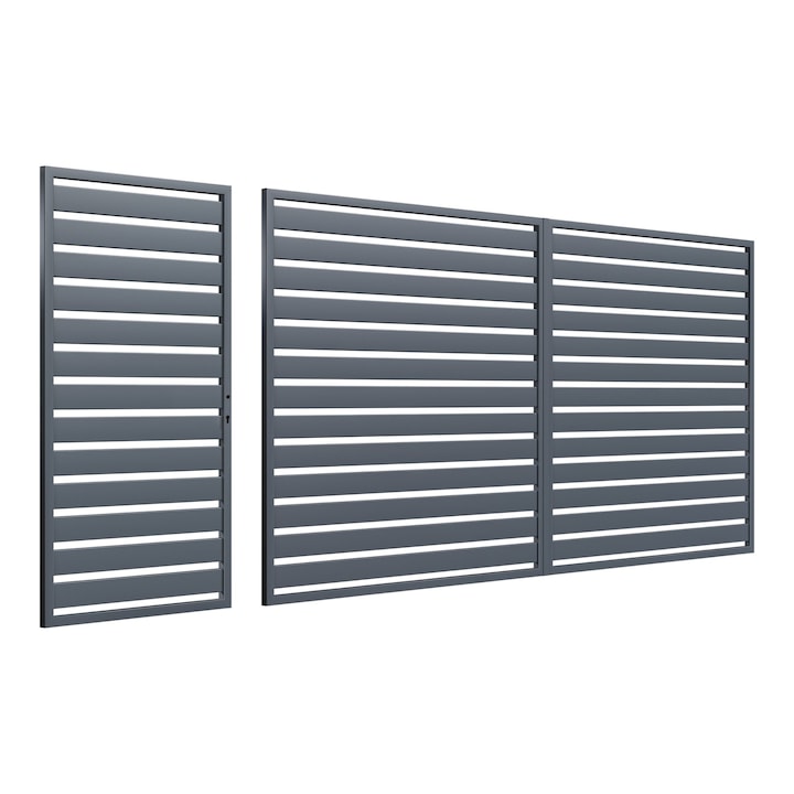 Комплект за гараж и входна врата Todome, Модерен 54, Антрацитно сив, 450 x 180 см