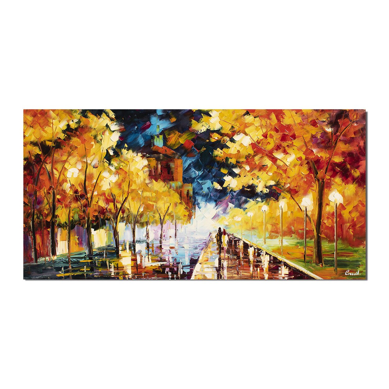 Tablou gigant pictat manual - Este seara noastra - 140x70cm pictura ulei pe panza in cutit efect 3D