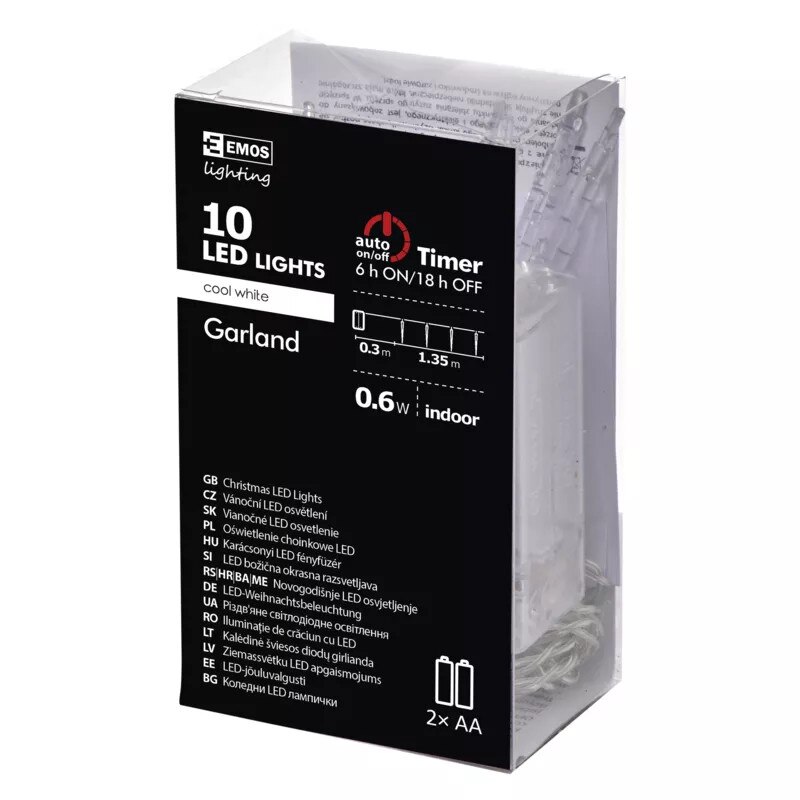 Instalatie Craciun, Turturi, Emos ZY2164, LED 0.6W, Lumina Rece, 10 becuri Led, 1.35m, IP 20