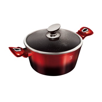 Oala cu capac 24 cm Black Burgundy Metallic Line Berlinger Haus BH 1628N Oala cu capac 24 cm Black Burgundy Metallic Line Berlinger Haus BH 1628N