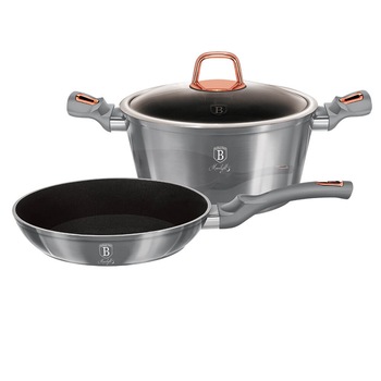 Set oala cu capac si tigaie cu acoperire titan (3 piese) din aluminiu forjat Moonlight Collection Berlinger Haus BH 6019 Set oala cu capac si tigaie cu acoperire titan (3 piese) din aluminiu forjat Moonlight Collection Berlinger Haus BH 6019